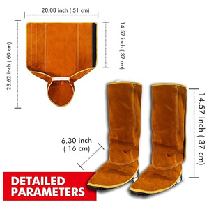 JNM SAFETY Cowhide Split Leather Welding Spats Heat Abrasion Resistant Welding Boot Covers Shoes Protectors Welding Gaiters - Product Image 2