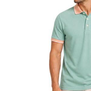 Polo Personalizado Verde Menta y Durazno para Hombre, Manga Corta, Ropa Casual de Golf, OEM, Marca Privada, Uniforme Transpirable, Venta al Por Mayor - Product Image 3