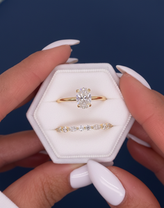 Bague de fiançailles solitaire en or jaune avec diamant ovale de 1,55 carat cultivé en laboratoire, certifié IGI VVS2 F, avec alliance assortie, vente en gros - Product Image 5