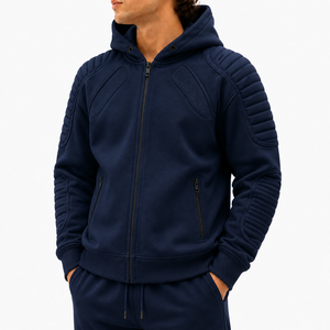 High Quality Vintage Cotton Hoodies Custom Logo Print <b>Hip</b> Hop <b>Padded</b> Embossed Hooded Sweatshirt - Product Image 1