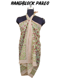 New Hand Block Print Cotton <b>Sarong</b> <b>Wrap</b> for Women Lightweight Bikini Cover-Up Summer <b>Beach</b> & Resort Wear - Product Image 2