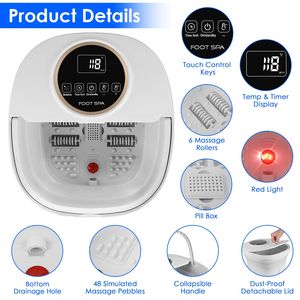 Bain de pieds électrique pliable avec télécommande, 24 niveaux de chauffage et 6 jets à bulles - Product Image 4