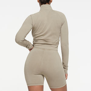 Kangroo Pocket Winter Hoodies Sudadera para mujer 100% algodón Fleece Premium Zipper Stand Collar Streetwear - Product Image 4