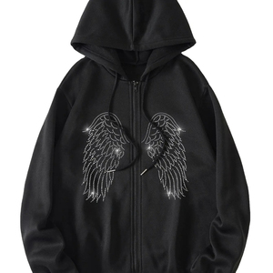 Sweat-shirt à capuche pour homme avec strass, style streetwear oversize, motif graphique scintillant, décontracté et tendance - Product Image 1