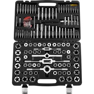 Set di 116 Pezzi di Maschi e Filiere in Acciaio per Cuscinetti, Misure Metriche e SAE, Utensile Essenziale per Filettatura con Rivestimento in Titanio HSS - Product Image 4