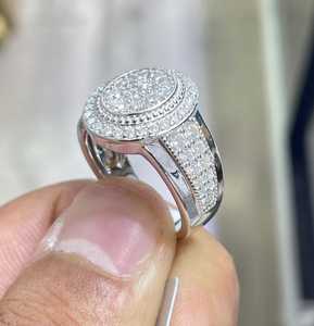 Anillo de cóctel de lujo para hombre de plata 925 con diamantes redondos brillantes y engaste pavé, estilo único, anillo de compromiso - Product Image 5