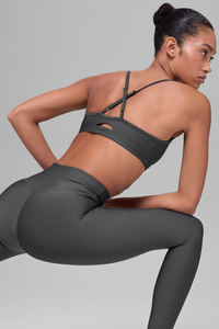 Conjunto Deportivo para Mujer, Leggings de Yoga de Cintura Alta de Color Sólido con Sujetador Deportivo con Tirantes, Gris, Ropa Deportiva para Entrenamiento - Product Image 2