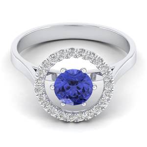 Bague Fine REYES en Or Jaune 14K avec Tanzanite Ronde Brillante de 0,84 Carat, Bijoux Moissanite Prix de Gros - Product Image 5