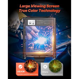 Casco per saldatura auto-oscurante con 4 sensori ad arco, 10x9,5 cm, a colori reali, alimentato a energia solare, maschera per saldatore con gradazione 1/1/1/1 a copertura ampia - Product Image 2