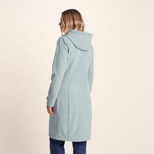 Chaqueta larga de softshell para mujer, con capucha, impermeable, transpirable, con cremallera, para senderismo, viajes, abrigo largo para invierno - Product Image 6