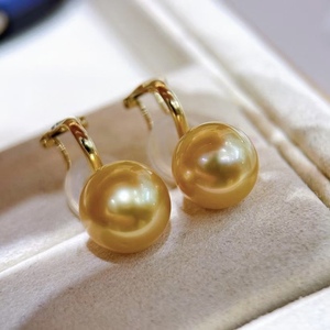 Pendientes de Perlas de Oro Natural de 9-10 mm, Brillo de Aceite Impecable, Brillo de Espejo Intenso, Chapado en Oro de 18K, 925, Círculo Pequeño de Precisión, Verde - Product Image 3