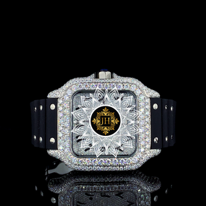 New Arrival Premium Analog <b>Mechanical</b> <b>Watch</b> Square Glass Half Iced Moissanite Diamond Luxurious Hip Hop Style High Quality - Product Image 4