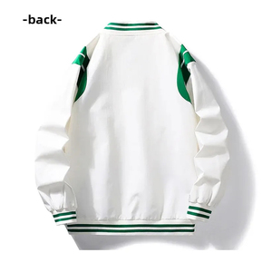 High Quality Custom <b>Men</b> Streetwear <b>Jacket</b> Blank Button Front Striped Rib Trim Pocket Fleece <b>Bomber</b> <b>Jacket</b> Bulk - Product Image 6