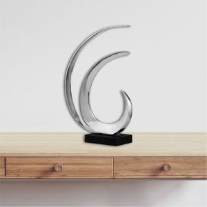 Sculpture d'art métallique contemporaine abstraite argentée, centre de table, décoration intérieure de luxe, fournisseur en gros, bureau - Product Image 1