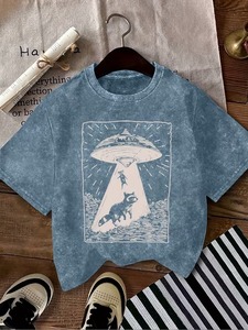 เสื้อผ้าสตรีทแวร์โอเวอร์ไซส์ทรงวินเทจแบบย้อมสี OEM ขายส่ง พร้อมโลโก้สั่งทำด้านหน้า สำหรับผู้ชาย ผ้าฝ้ายถักน้ำหนักเบา 100% เป็นมิตรกับสิ่งแวดล้อม - Product Image 2