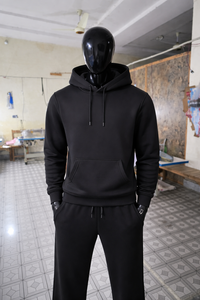 Conjunto Deportivo Personalizado para Hombre, Sudadera con Capucha Negra y Pantalones de Chándal de Algodón y Felpa, Ropa Deportiva Informal para Gimnasio y Entrenamiento - Product Image 6