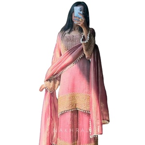 Indian Ethnic Silk Stitched Georgette Heavy Embroidery Kurta/<b>Kurti</b> Women Party Occasion Quick Dry Moisture Wicking Winter Summer - Product Image 1