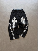 Pantalon de survêtement en molleton épais imprimé avec un motif personnalisé, pantalon large pour homme de haute qualité avec un motif gothique