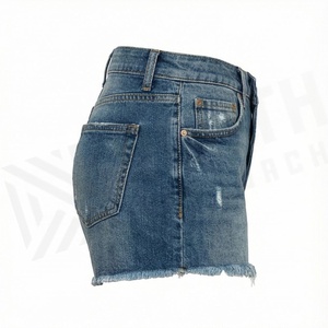 Custom High Quality Customized Color Denim Shorts <b>Women</b> Vintage Style Fly Zip <b>Back</b> Pockets Boyfriend Summer Look _1 - Product Image 3