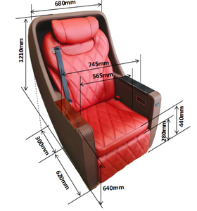 Asiento <span class=keywords><strong>de</strong></span> Aviación Eléctrico Reclinable Rojo con Reposapiés <span class=keywords><strong>de</strong></span> 1500 mm para Interior <span class=keywords><strong>de</strong></span> Furgoneta MPV <span class=keywords><strong>de</strong></span> Negocios - Product Image 3