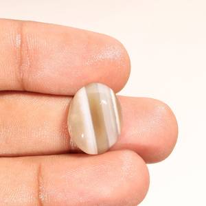 Cabujón ovalado de ágata blanca de Botsuana, piedra natural con bandas, suelta, para la fabricación de joyas, anillos y colgantes. - Product Image 4