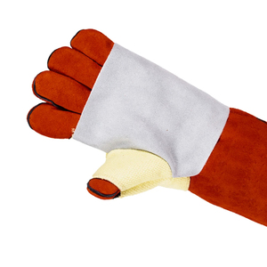 Welding <b>Gloves</b> Kevlar Stitching Leather Work Protection <b>Gloves</b> <b>Red</b> Leather Welding <b>Gloves</b> Long Sleeve Gauntlet Style <b>Gloves</b> - Product Image 3