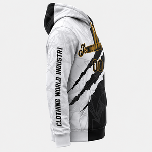 Sweat à capuche sportif surdimensionné de qualité supérieure, sublimation, automne, vêtements d'équipe personnalisés, noir et blanc, unisexe - Product Image 3