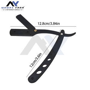 Navaja de Afeitar Plegable Negra Clásica para Hombre, Soporte de Acero Inoxidable para Navaja de Afeitar Recta, para Afeitar el Vello Púbico y Axilar, Navaja de Afeitar Masculina - Product Image 5