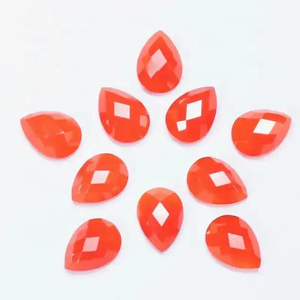 Cabujón plano de pera de corte rosa de ónix rojo Natural de 5mm x 7mm para joyería, piedras preciosas sueltas calibradas del fabricante - Product Image 2