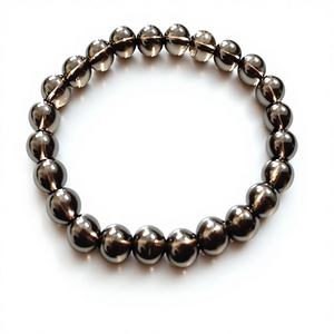 Bracelet élastique fait main style Chakra en quartz fumé et agate, perles de 8 mm - Product Image 1