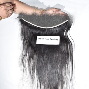Extensions de cheveux naturels indiens Remy Moon Hair, 22 pouces, 100g, double trame machine, dentelle transparente 13x4 frontale - Product Image 5