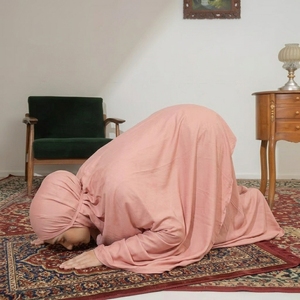 Conjunto de oración musulmán para mujer de rayón premium, suave y transpirable, color rosa polvoriento, mukena, abaya islámica, vestido de dos piezas, ropa de solat para mujer - Product Image 5