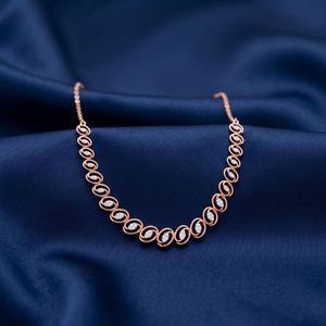 Rose Gold Lab Grown Diamond Oval Link Statement Necklace - Product Image 1