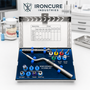 Kit profesional de cinceles expansores de hueso para implantes dentales con 5 tornillos de expansión de 7 mm y 10 mm, discos de sierra y trinquete - Product Image 1