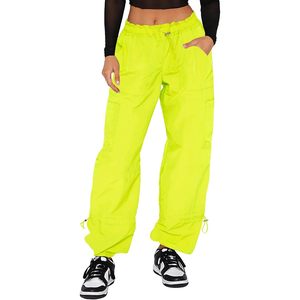 2025 pantalones Cargo de pierna ancha para mujer estilo paracaídas transpirable con trajes de Festival Rave Y2K técnicas arrugadas - Product Image 2