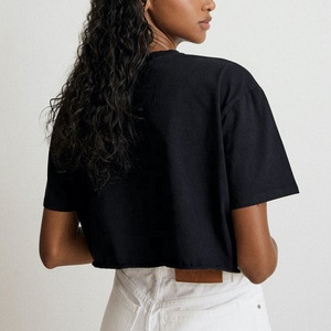 <b>Women's</b> <b>White</b> Cropped T-<b>Shirt</b> <b>Short</b> <b>Sleeve</b> Crew Neck Knitted Loose Fit Solid Minimalist Fleece Quick Dry All Seasons Wear - Product Image 3
