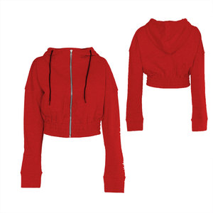 Sudadera con Capucha Corta Personalizada para Mujer, Oversize, de Felpa, 100% Algodón, Lavado Ácido, Bordada, Manga Larga, Transpirable - Product Image 6