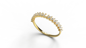 Vintage 18K Gold Angled Marquise Cut Diamond <b>Ring</b> For Women Tilted Marquise Half Eternity Band <b>Stacking</b> <b>Ring</b> Fine Jewelry Women - Product Image 2