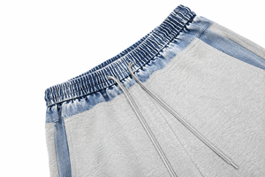 Pantalon de survêtement gris pour femme, coupe large, taille haute, avec cordon de serrage, ample, décontracté, longueur cheville, en molleton, couleur unie, détail tie-dye - Product Image 3