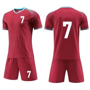 ชุดเสื้อฟุตบอลสั่งทำพิเศษ สีชมพู-น้ำเงิน คอวี แขนสั้น พิมพ์ลายแบบซับลิเมชั่น ระบายเหงื่อได้ดี ชุดยูนิฟอร์มผู้ชาย หมายเลข 7 - Product Image 5