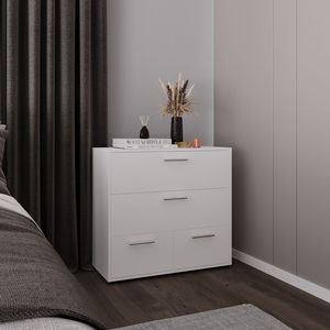 Commode large à quatre tiroirs Alpine White pour le rangement de la chambre à coucher - Product Image 1