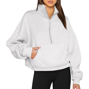 Suéter de cuello alto con media cremallera y tejido acanalado cálido para mujer, de manga larga, ideal para otoño e invierno, venta al por mayor de fábrica. - Product Image 1