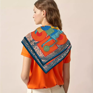 90*90cm Luxury Brand Silk Square Scarf Hijab Women Bandana Soft Scarves Neckerchief <b>Ladies</b> Hair <b>Shawl</b> <b>Wrap</b> Headband90Cm New - Product Image 2