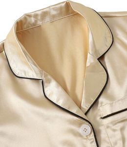 Ensemble de pyjama en satin de soie pour femme, robe de nuit, vêtements de nuit à manches courtes, pyjama doux boutonné, ensemble de loungewear, vente en gros - Product Image 5