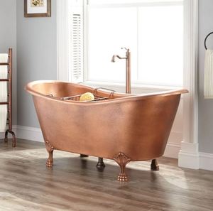Bañera Ovalada Independiente de Cobre Martillado con Acabado Antiguo para Adultos, para Baño en Casa - Product Image 3