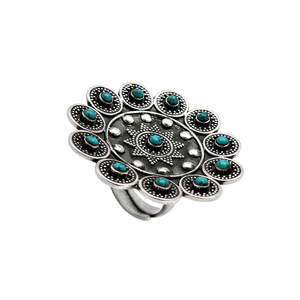 Gorgeous Handmade Jewelry In 925 Sterling Silver Flower Design Multi Turquoise Gemstone <b>Adjustable</b> <b>Ring</b> For Weddings Engagements - Product Image 1