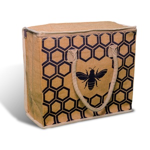 Bolsa Térmica Aislante de Yute con Forro de Papel de Aluminio y Cierre de Cremallera, Reutilizable para Compras, Picnic y Entrega de Comidas - Product Image 1