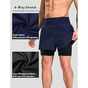 LEAFITS Short de sport blanc pour homme, séchage rapide, respirant, coupe-vent, en polyester, avec poche zippée, taille élastique, léger - Product Image 3