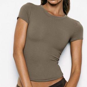 Hauts de sport courts pour femmes, séchage rapide, fitness, gym, super élastiques, col rond, t-shirt à manches longues, vêtements de sport - Product Image 6