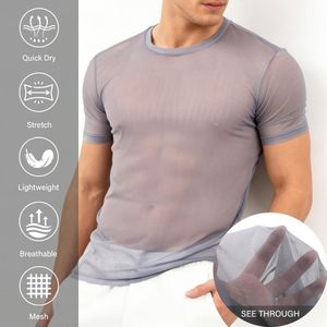 Camisetas de Moda Urbana Moderna para Hombre, de Manga Corta, de Malla Transparente, Cuello Redondo, Personalizadas - Product Image 3